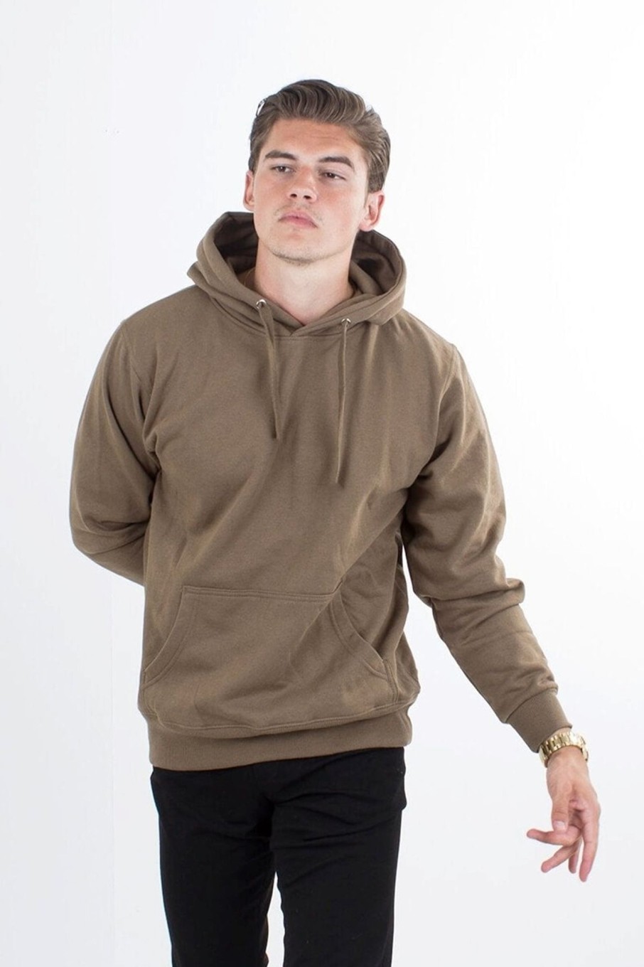 Herre TeeShoppen Trojer | Basic Hoodie - New Army