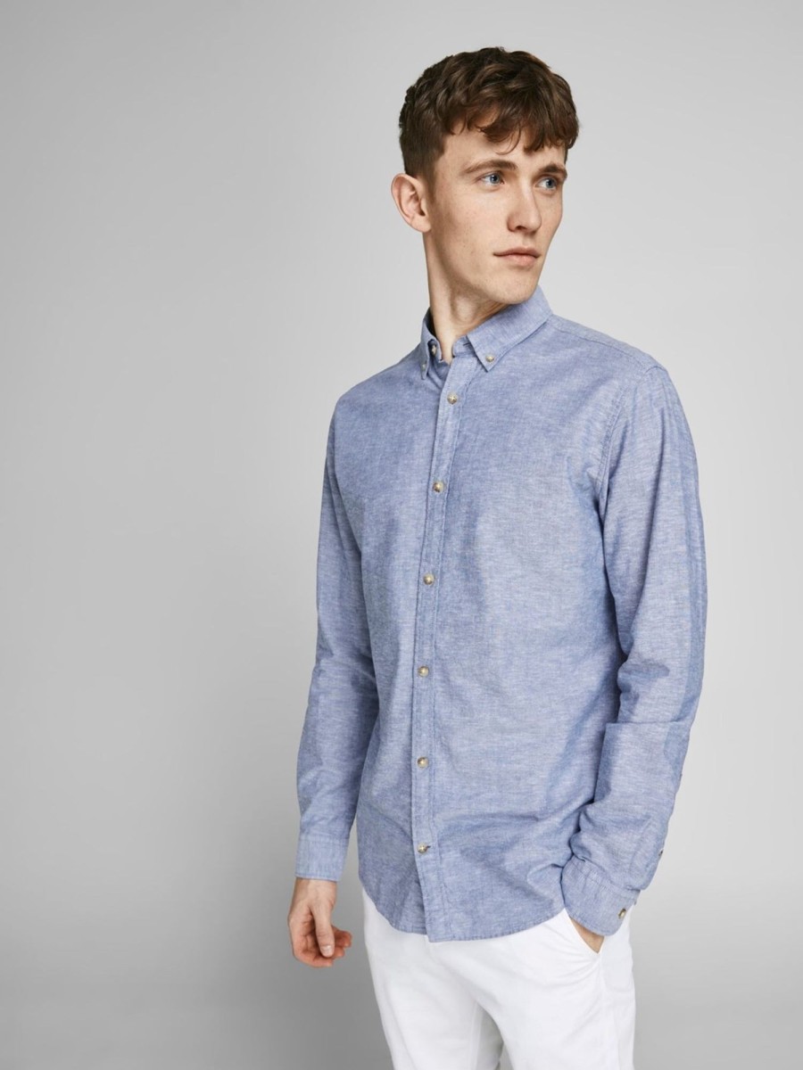 Herre Jack u0026 Jones Skjorter | Summer Shirt - Faded Denim