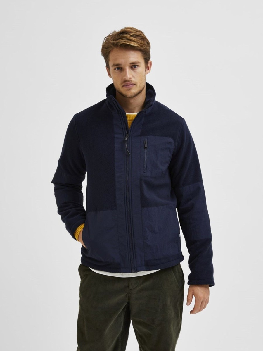 Herre Selected Homme Jakker & Frakker | Nohr Fleece Jacket - Dark Navy