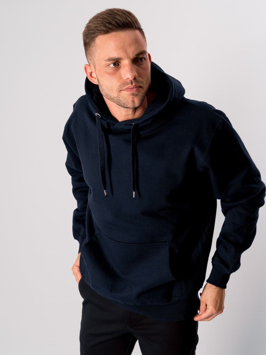 Herre TeeShoppen Trojer | Basic Hoodie - Dark Navy