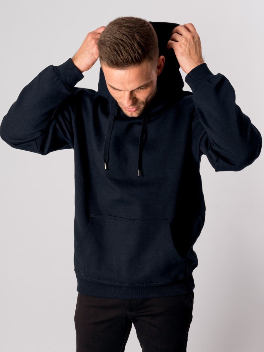 Herre TeeShoppen Trojer | Basic Hoodie - Dark Navy