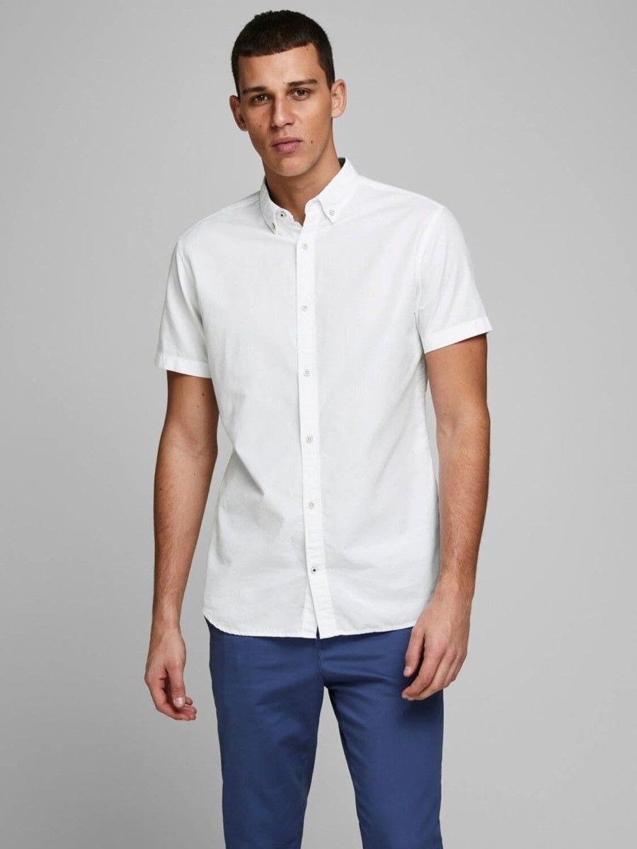 Herre Jack u0026 Jones Skjorter | Jjesummer Shirt S-S S20 Sts - Hvid Slim Fit