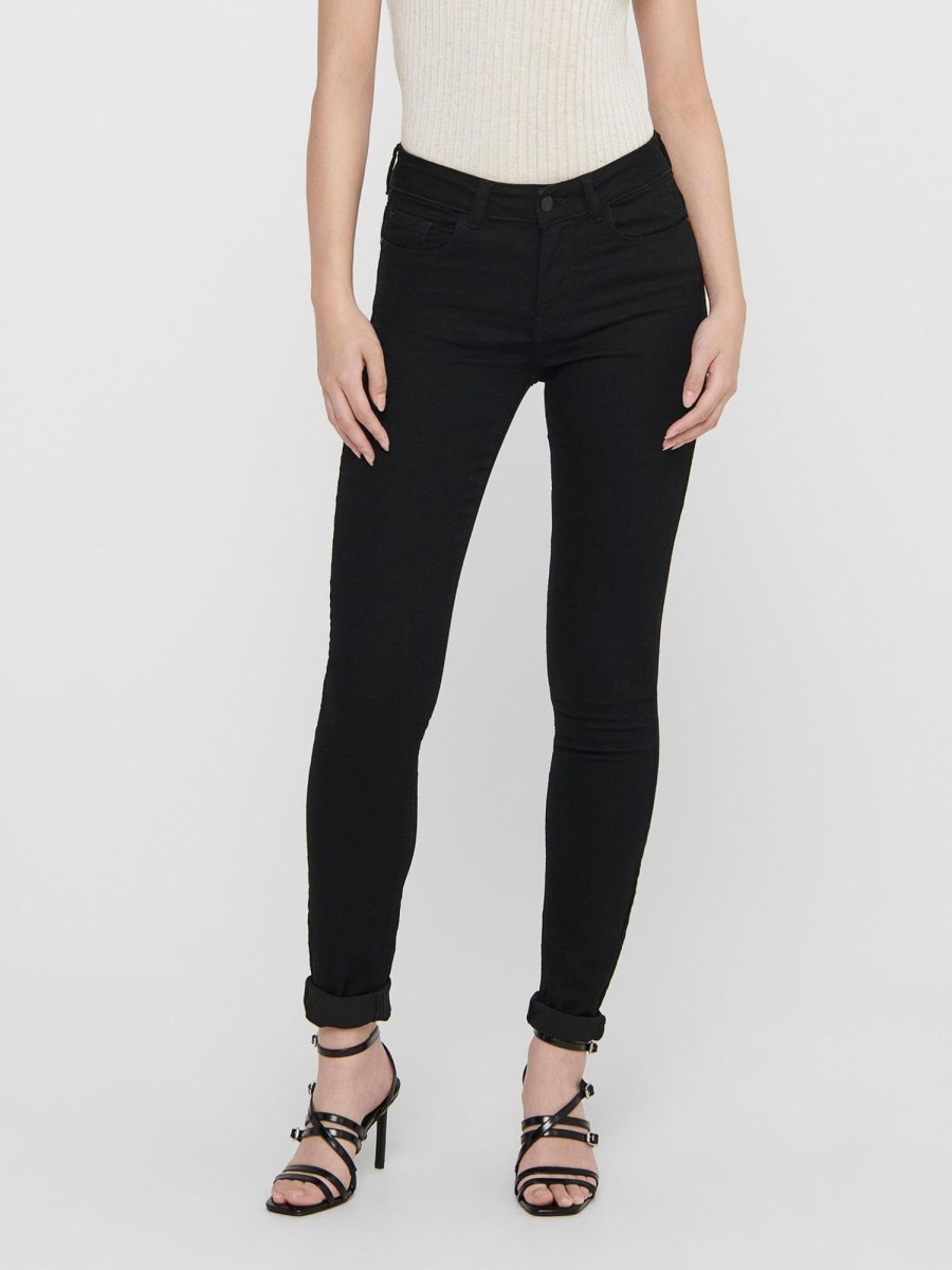 Dame Jacqueline de Yong Jeans | De Originale Performance Jeans - Sort (Mid Waist)