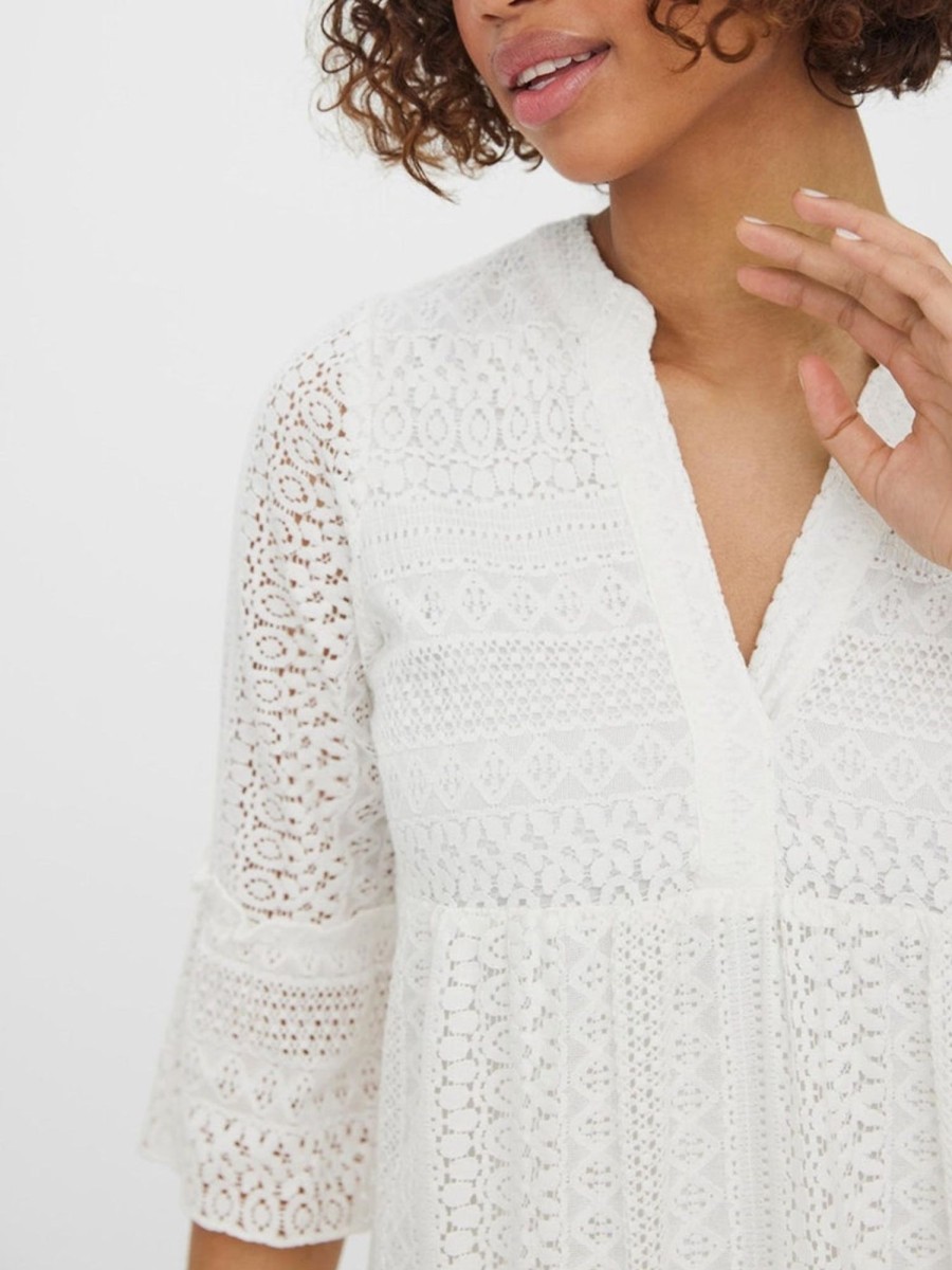 Dame Vero Moda Kjoler | Honey Lace Tunika Kjole - Snow White