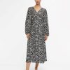 Dame Object Kjoler | Leonora Midi Wrap Kjole - Sort Sandshell