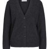 Dame TeeShoppen Strik | Strikket Cardigan - Morkegra Meleret