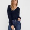 Dame Vero Moda Strik | Josefine V-Halset Strik - Navy Blazer