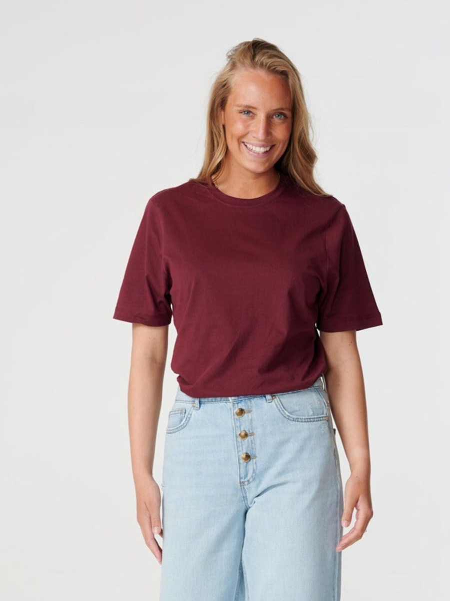 Dame TeeShoppen T-Shirts & Toppe | Boyfriend Tee - Bordeaux Rod