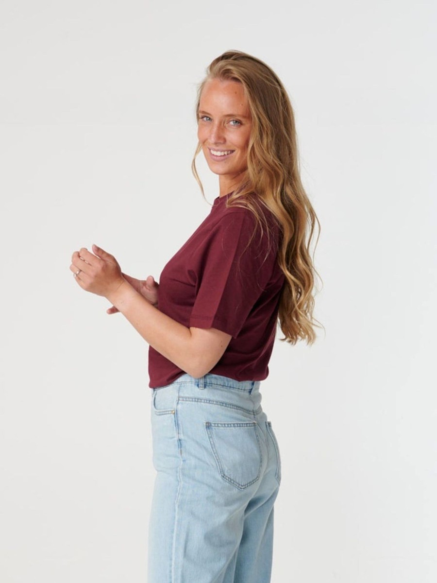 Dame TeeShoppen T-Shirts & Toppe | Boyfriend Tee - Bordeaux Rod