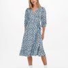 Dame ONLY Kjoler | Olivia 3/4 Wrap Midi Dress - Blue Fog