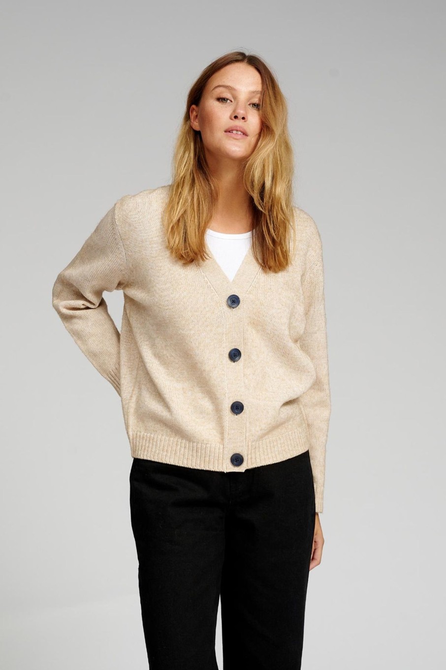 Dame TeeShoppen Strik | Strikket Cardigan - Beige