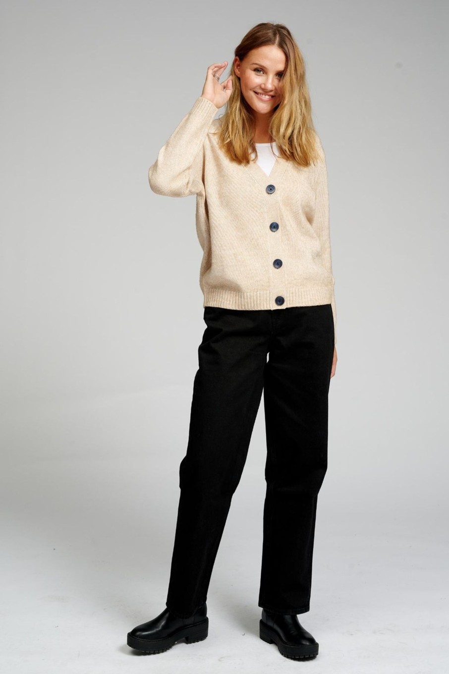 Dame TeeShoppen Strik | Strikket Cardigan - Beige