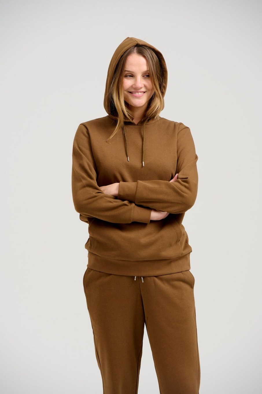 Dame TeeShoppen Trojer | Basic Hoodie Sweat - Brun