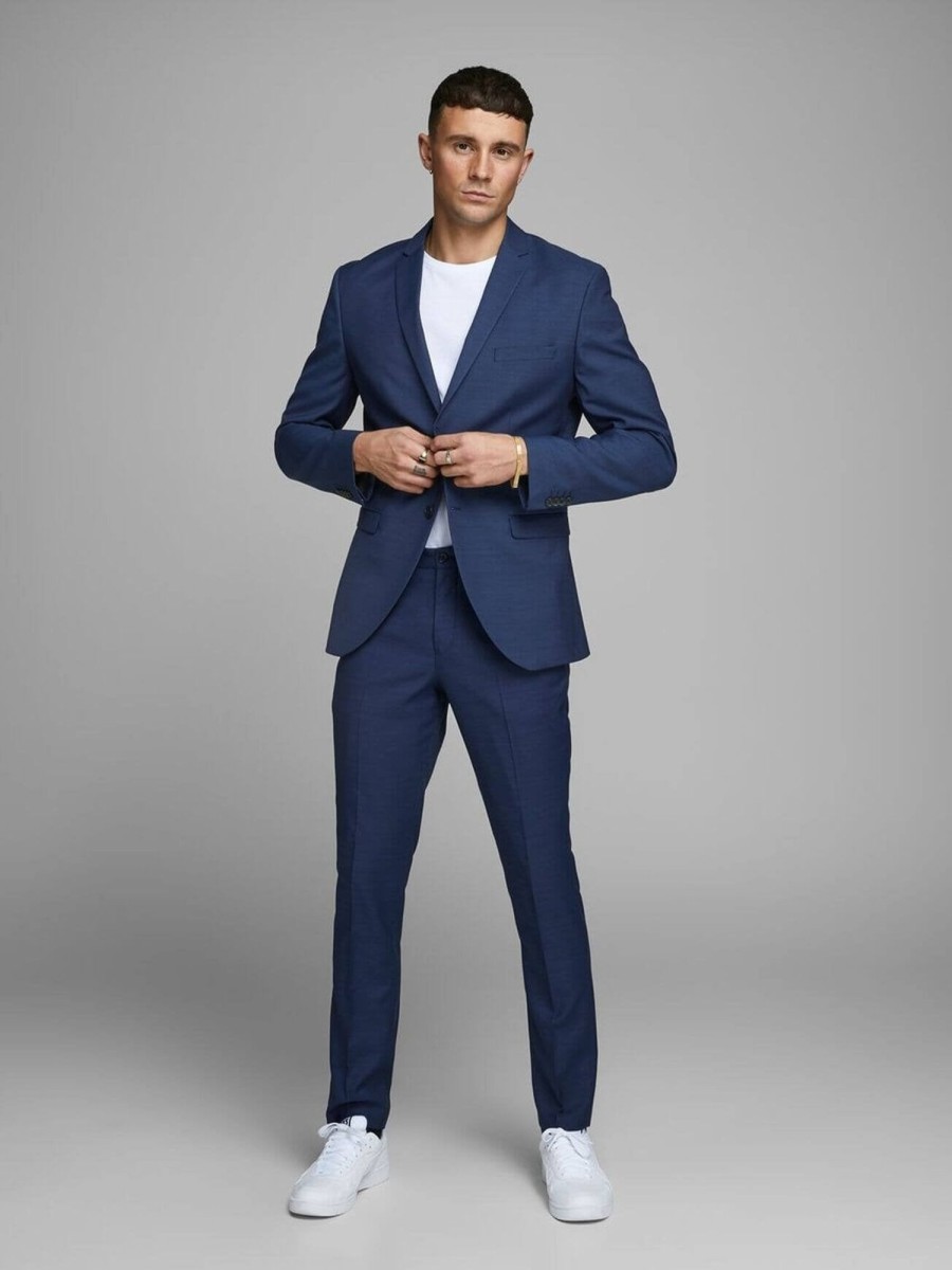 Herre Jack u0026 Jones Jakkesaet | Klassisk Jakkesaet Slimfit - Medieval Blue