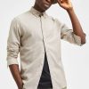 Herre Selected Homme Skjorter | Slim Flannel Skjorte - Ermine Melange