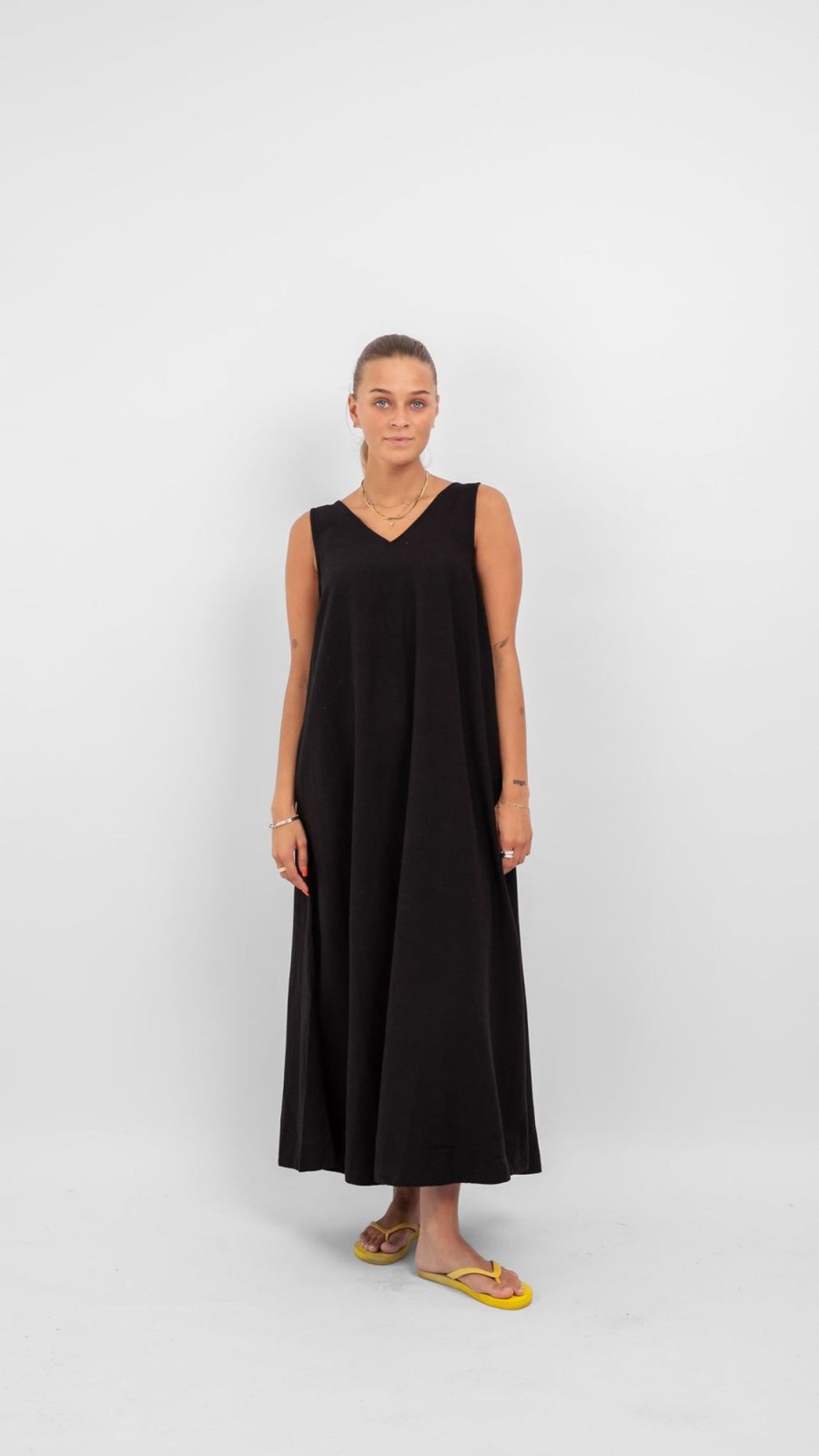 Dame VILA Kjoler | Prisilla V-Neck Midi Dress - Sort