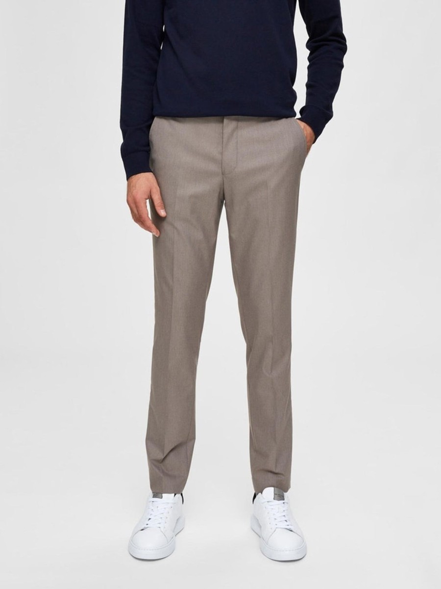 Herre Selected Homme Bukser | Slim Logan Habitbukser - Sand