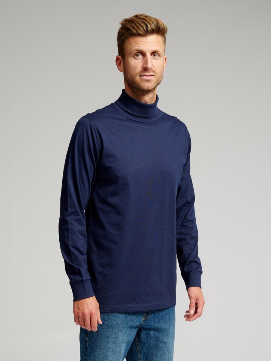 Herre TeeShoppen T-Shirts | Rullekrave Troje - Navy