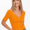 Dame ONLY Strik | Laila Button Top - Flame Orange