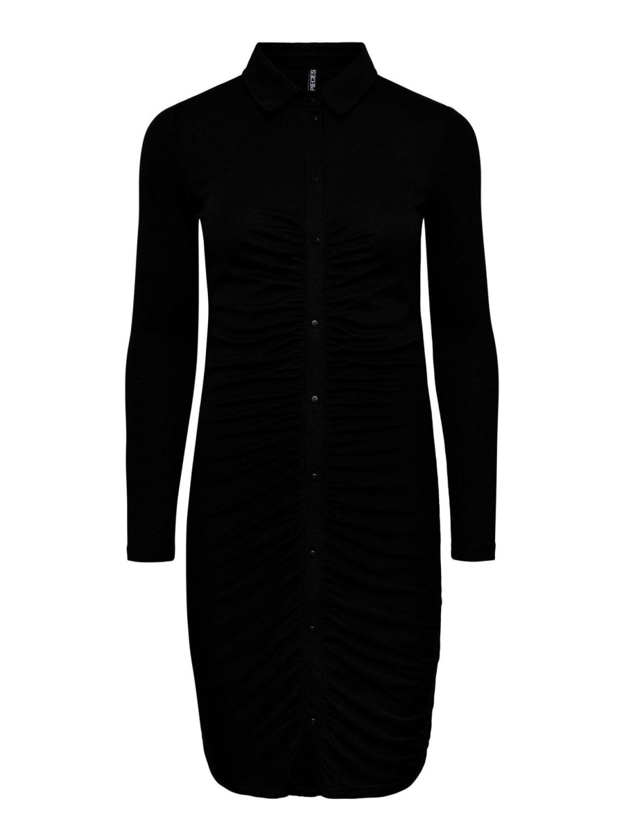 Dame PIECES Kjoler | Norma Long Sleeve Dress - Sort