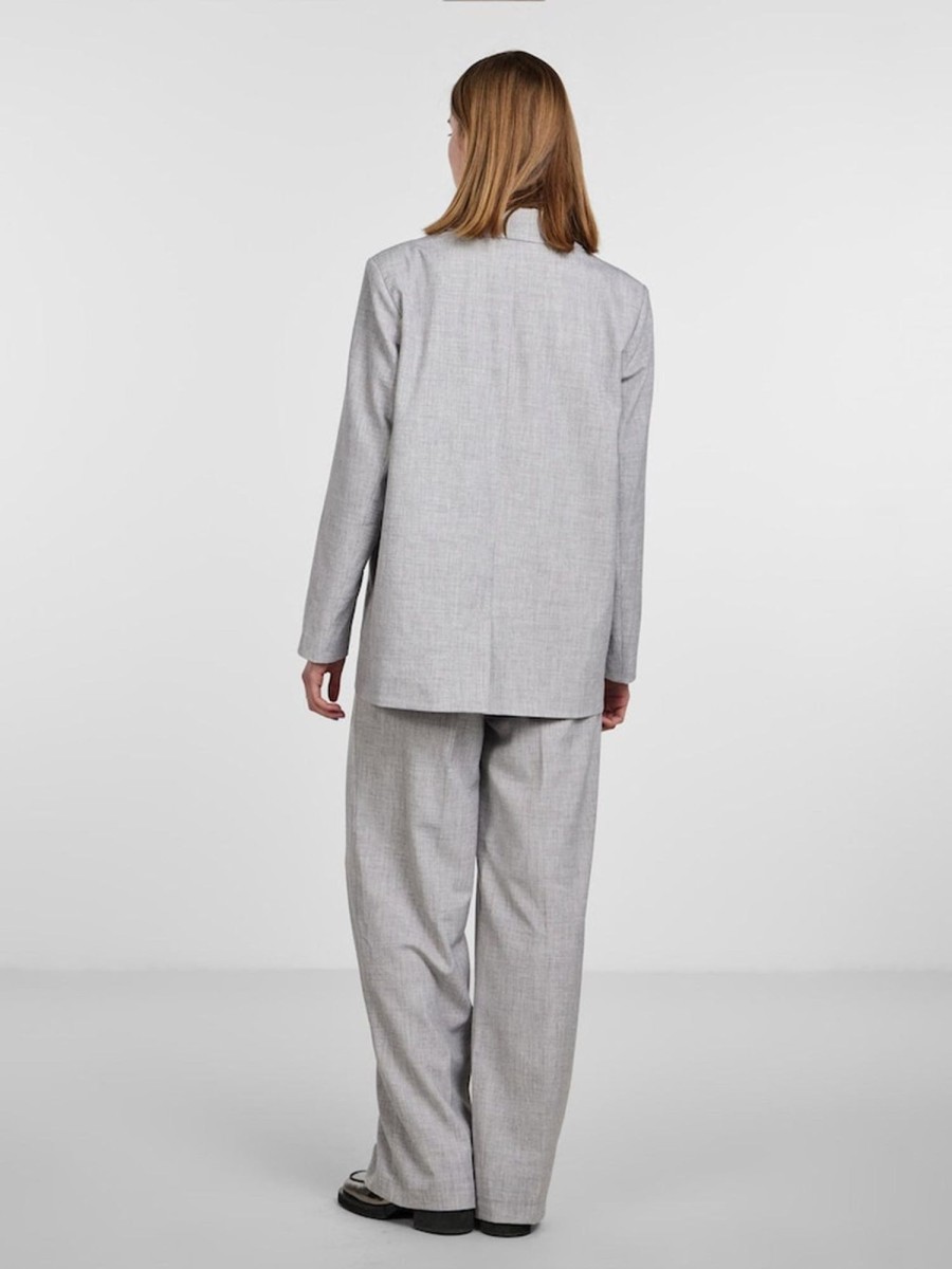 Dame PIECES Blazere | Oversized Blazer - Light Grey Melange