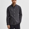 Herre Selected Homme Skjorter | Slim Flannel Skjorte - Sort Melange