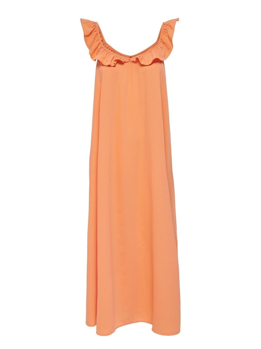 Dame ONLY Kjoler | Zora Midi Kjole - Sun Orange