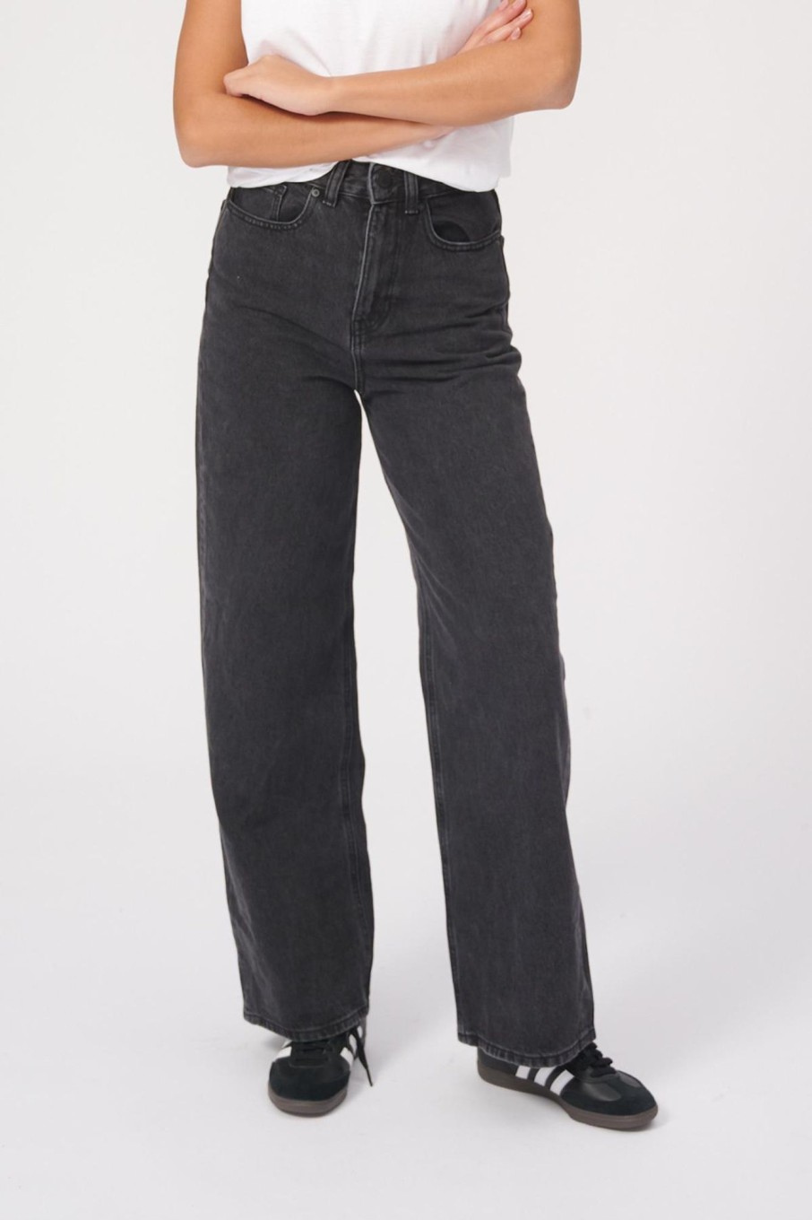 Dame TeeShoppen Jeans | De Originale Performance Wide Jeans - Washed Black Denim