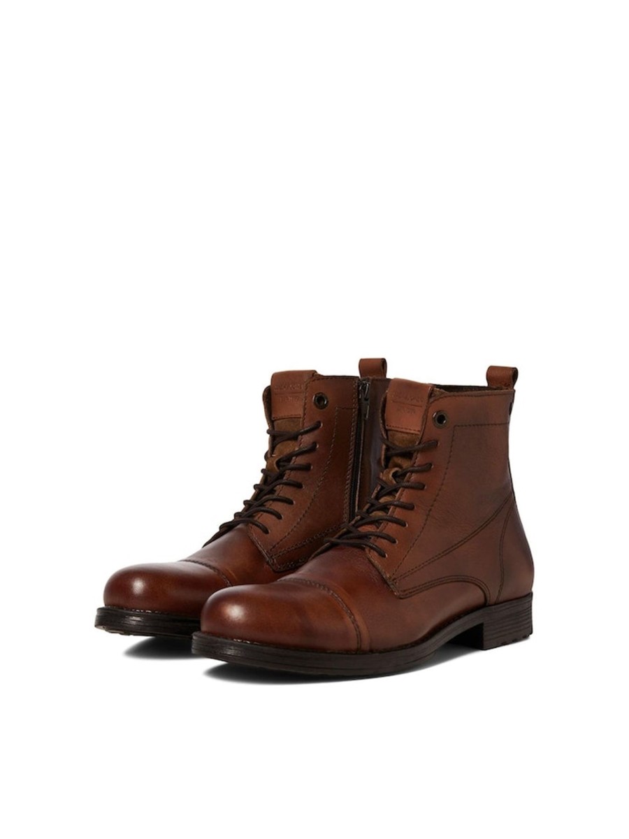 Herre Jack u0026 Jones Sko & Stovler | Shaun Leather Boots - Cognac