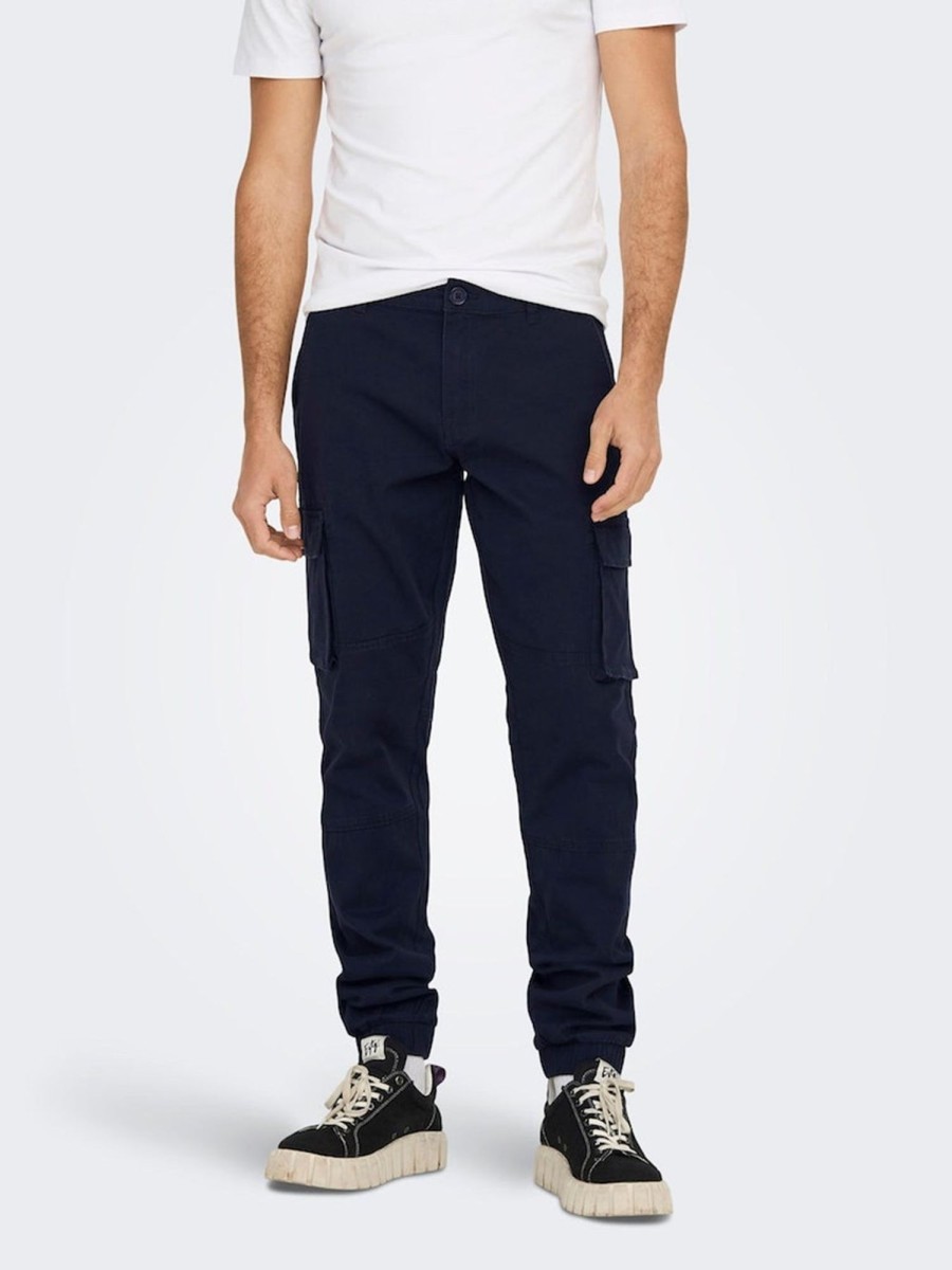 Herre Only u0026 Sons Bukser | Cam Stage Cargo Pants - Dark Navy