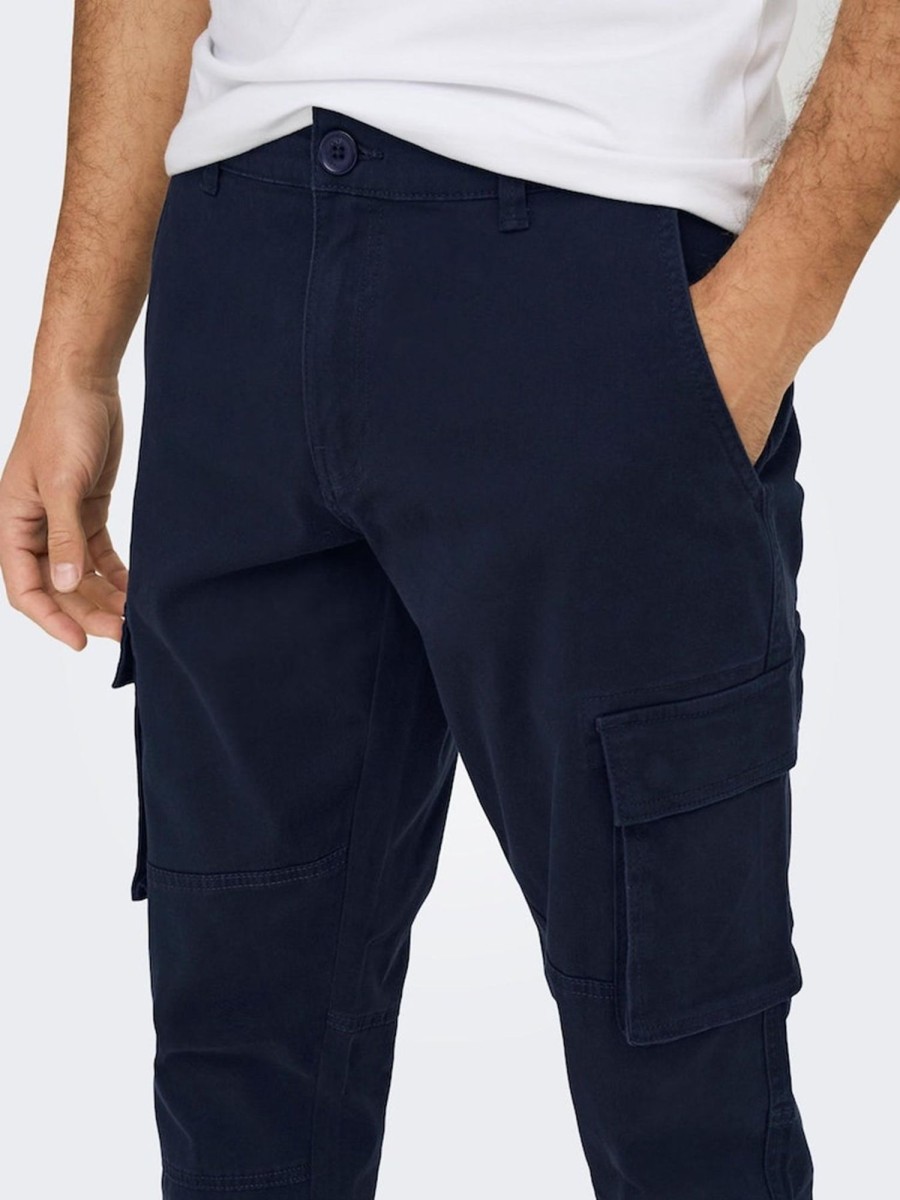 Herre Only u0026 Sons Bukser | Cam Stage Cargo Pants - Dark Navy