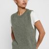 Dame ONLY Strik | Paris Strik Vest - Morke Gron