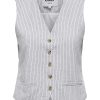 Dame ONLY Blazere | Olga Linen Pinstripe Vest - Bright White