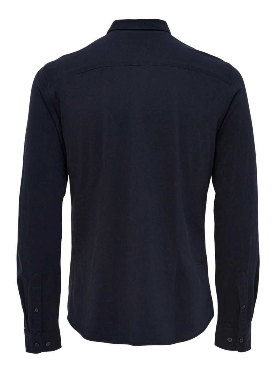 Herre Only u0026 Sons Skjorter | Miles Stretch Skjorte - Dark Navy