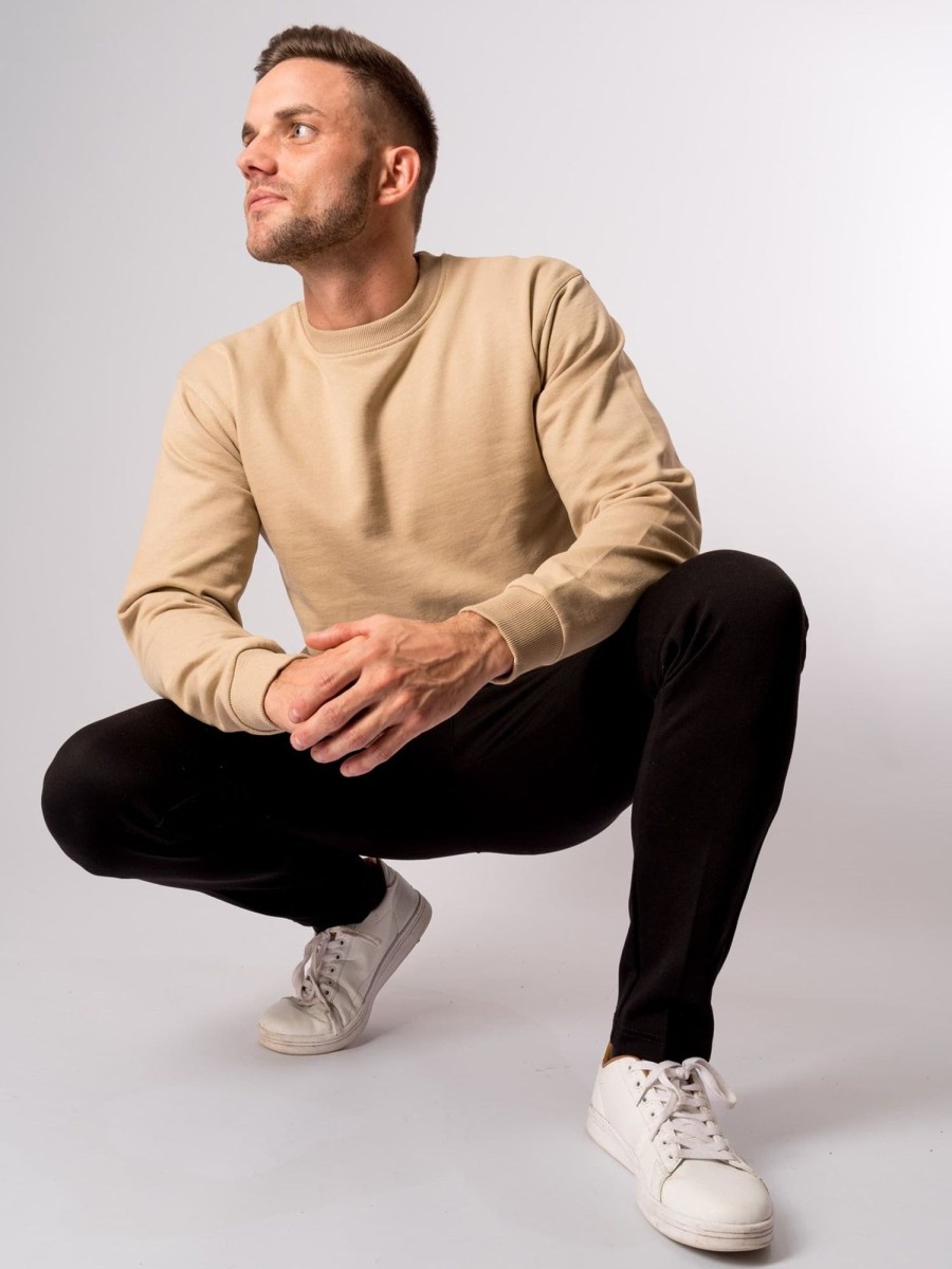 Herre TeeShoppen Trojer | Basic Crewneck - Sand