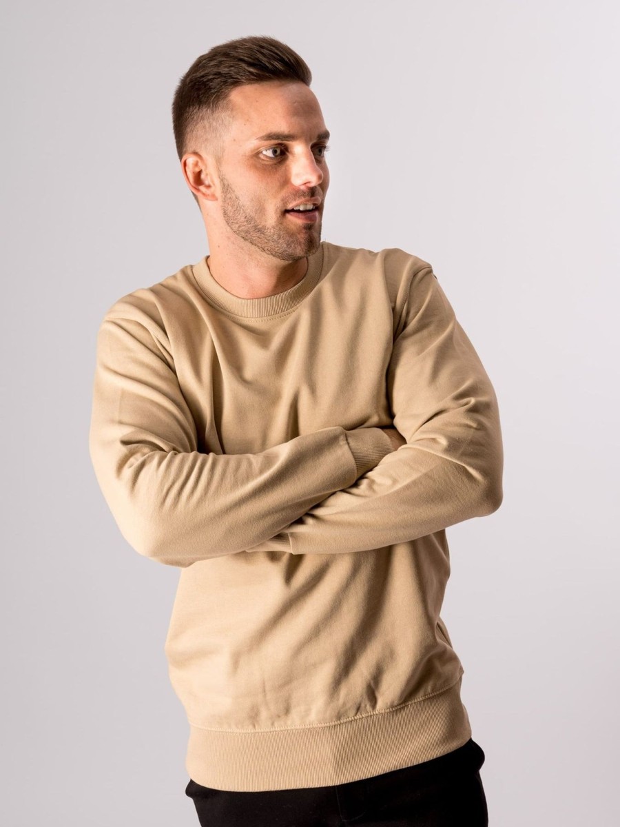 Herre TeeShoppen Trojer | Basic Crewneck - Sand