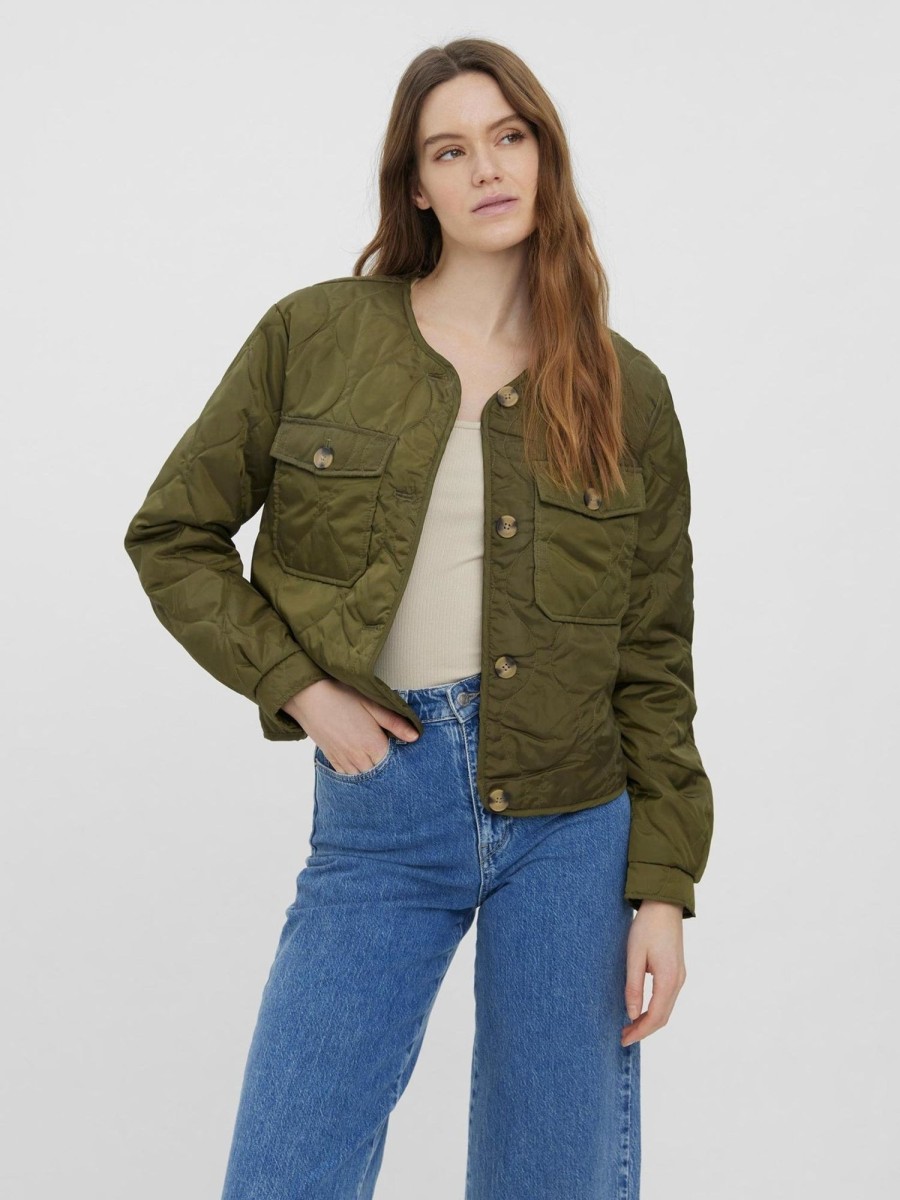 Dame Vero Moda Jakker & Frakker | Nella Kort Jakke - Dark Olive