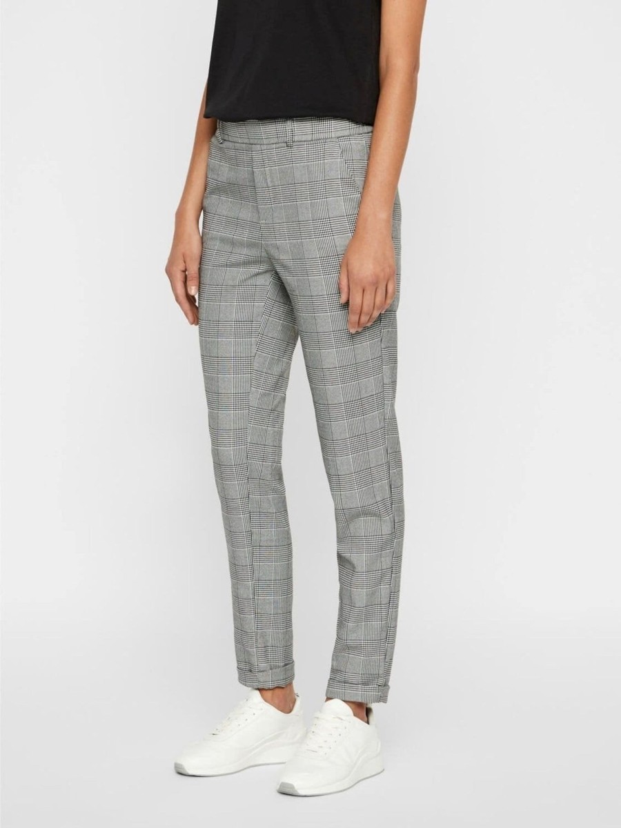 Dame Vero Moda Bukser | Maya Pants Med Tern - Gra/Hvid