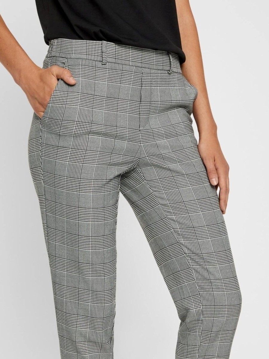 Dame Vero Moda Bukser | Maya Pants Med Tern - Gra/Hvid