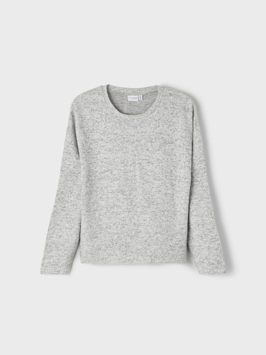 Born Name It Overdele | Victi Knit Trojer - Gra Melange