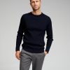 Herre TeeShoppen Strik | Cable Knit Crewneck - Navy