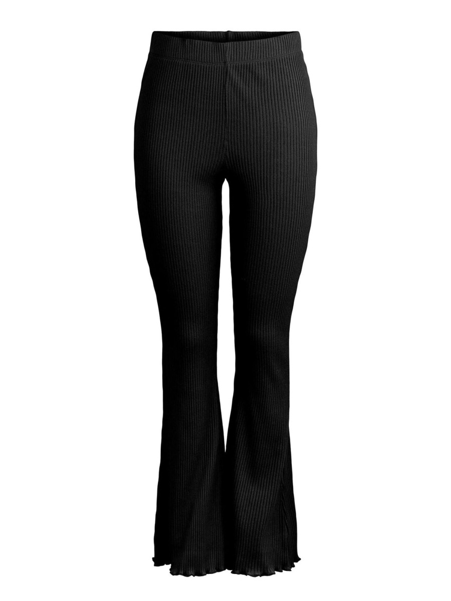 Dame PIECES Bukser | Sigrud High Waist Flared Pants - Sort