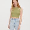 Dame Vero Moda T-Shirts & Toppe | Ofelia Neia Tank Crop Top - Sage