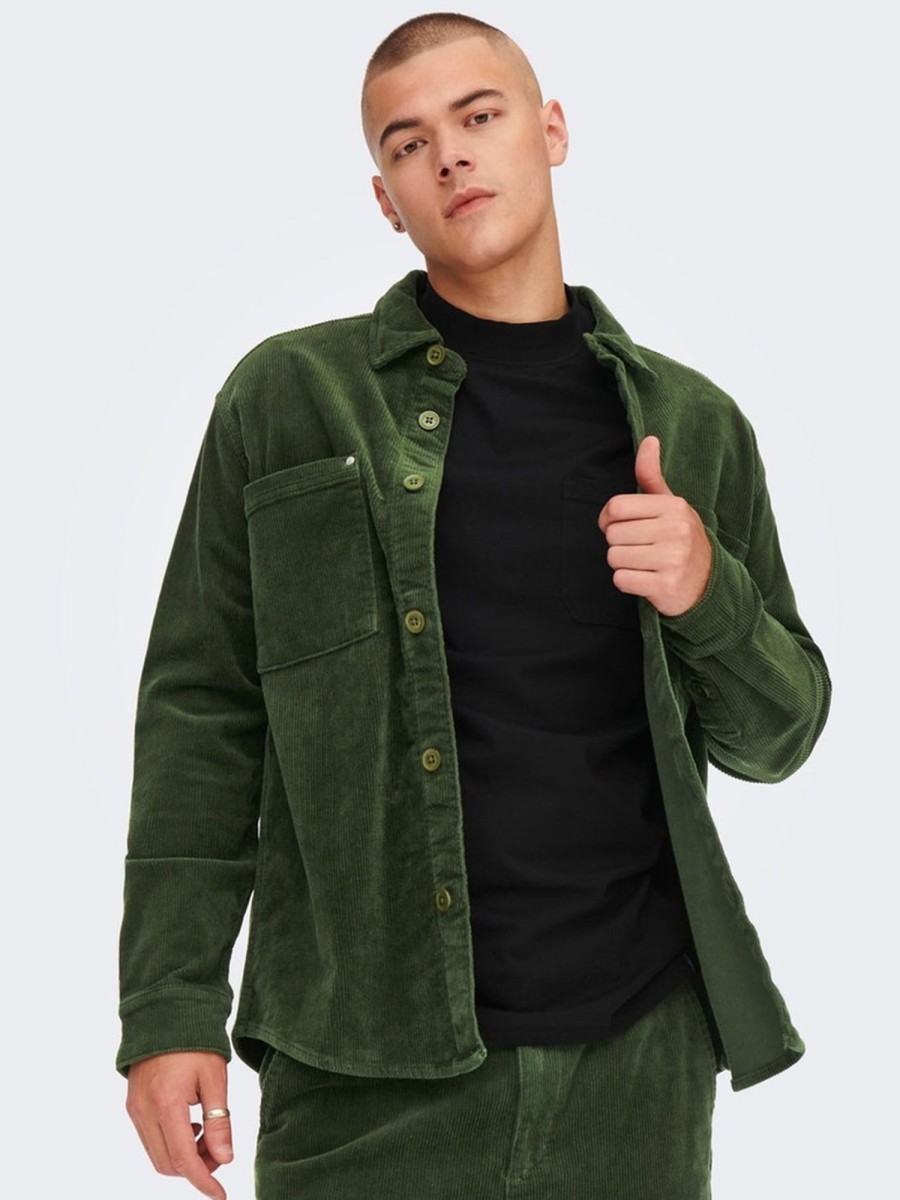 Herre Only u0026 Sons Skjorter | Rack Life Skjorte - Olive Night