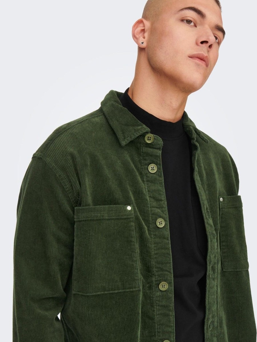 Herre Only u0026 Sons Skjorter | Rack Life Skjorte - Olive Night