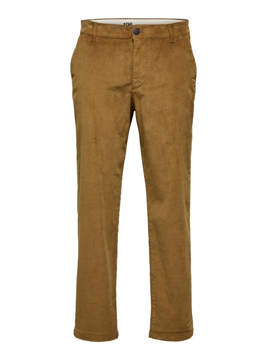 Herre Selected Homme Bukser | Straight Stroke Cord Pants - Butternut