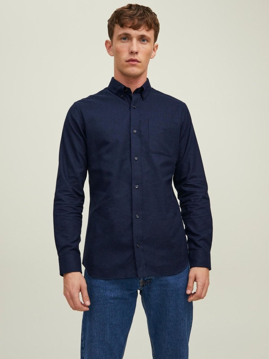 Herre Jack u0026 Jones Skjorter | Brook Grindle Skjorte - Perfect Navy