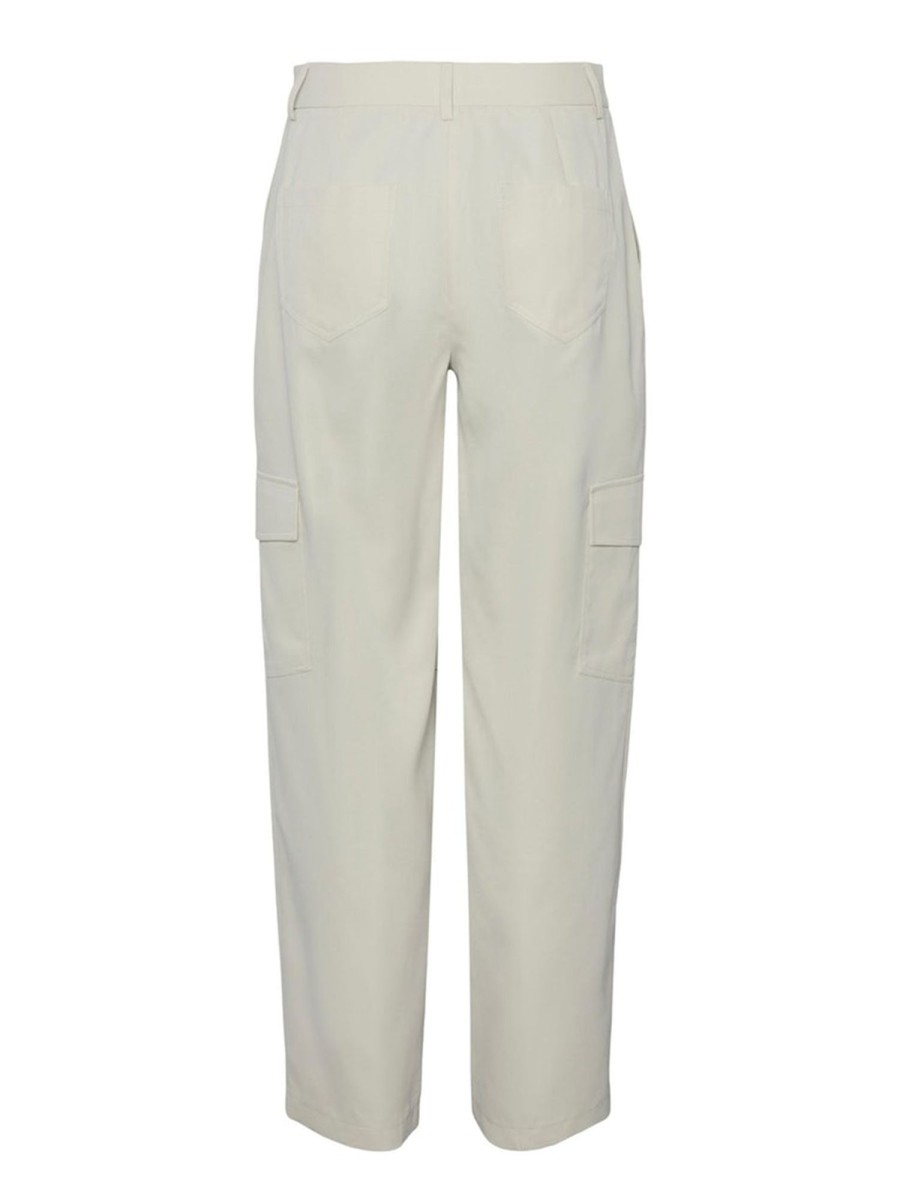 Dame PIECES Bukser | Sille Cargo Pants - White Pepper