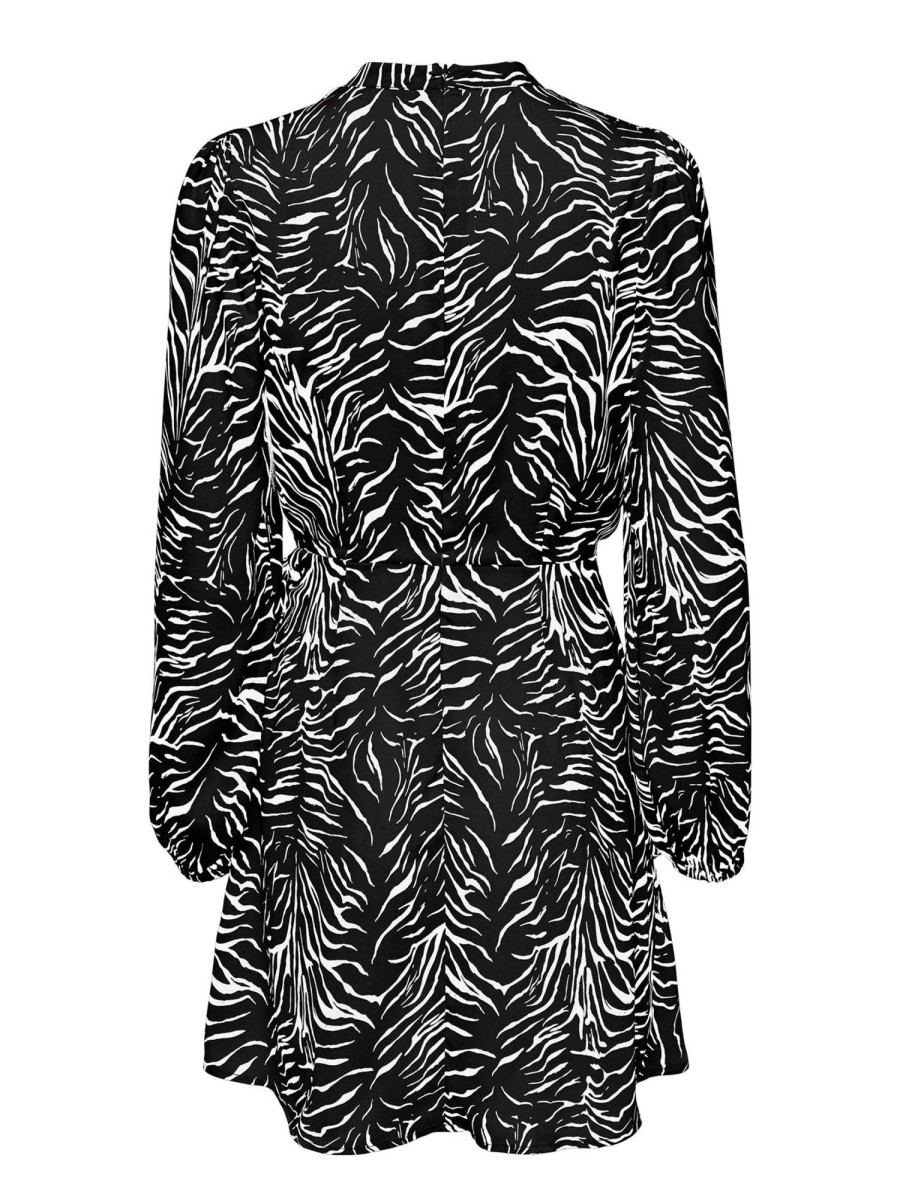 Dame ONLY Kjoler | Mille Wrap Klanning - Black Vibrant Zebra