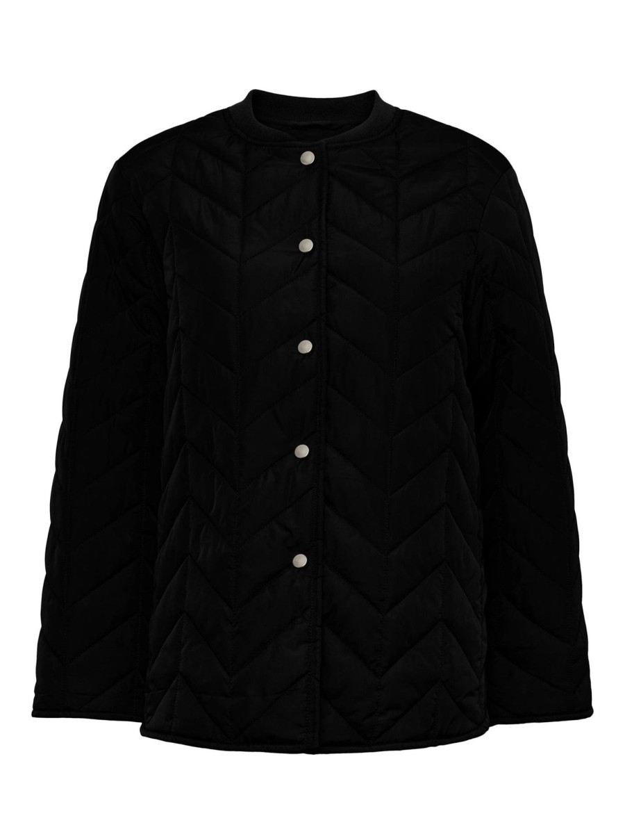 Dame PIECES Jakker & Frakker | Fawn Short Quilted Jacket - Black